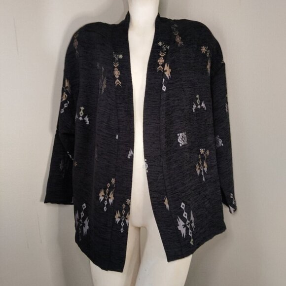 LA FEE MARABOUTEE Black textured Open Front Jacket 40 L - Picture 4 of 11